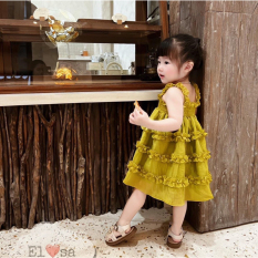 Váy bé gái – Váy Maxi 2 Dây Nhúm Tầng siêu xinh cho bé gái 1 – 8 Tuổi