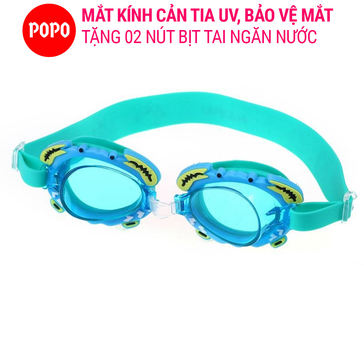 Kính bơi trẻ em hình cua POPO kính bơi cho bé dưới 12 tuổi mắt kiếng bơi chống tia UV...