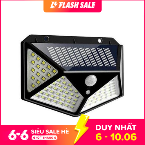 Đèn led năng lượng mặt trời 100 led cảm ứng chuyển động 4 mặt