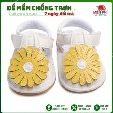 Giày Tập Đi Em Bé,Dép Tập Đi Đính Hoa Vàng Xinh Xắn Cho Bé Gái 0-18 tháng