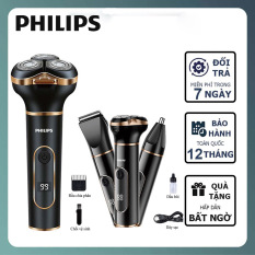 Philips Máy cạo râu điện, Đa Năng 3 In 1 Cao Cấp Kết Hợp Tông Đơ Cắt Tóc Có Màn Hình LCD – Dao Cạo Râu Điện Mini Thông Minh Chống Nước Thế Hệ Mới – Có Thể Thay Lưỡi, Pin Trâu,Máy Cạo Râu Nam Cạo Sạch Nhanh Gọn, Tiện Lợi An Toàn Cho Da