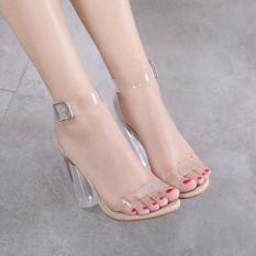 Giày cao gót vuông trong 9cm quai trong