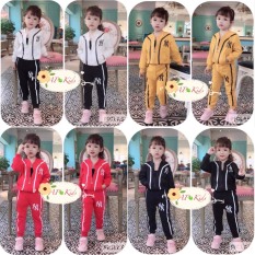 Set bộ thu đông dài tay chất nỉ da cá khóa kéo năng động, ấm áp cho bé trai bé gái