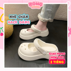 Dép crocs nữ đế cao 5cm hack dáng thời trang, dép sục cross nữ búp bê cute mẫu mới sẵn siêu nhẹ chân