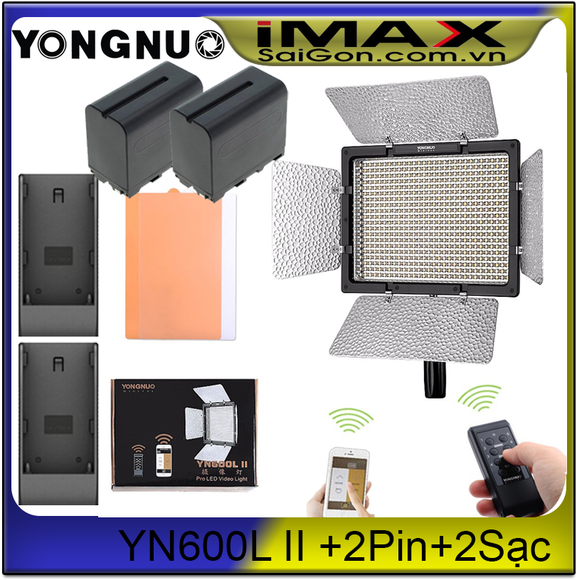 [HCM]Đèn Led Yongnuo YN-600L II + Bộ 02 viên pin & 02 sạc NP-F970