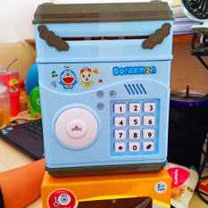 Hộp Đựng Tiền Mini – Két sắt mini khóa mã số thông minh cho bé kèm Sticker tự dán Doremon (có khóa)
