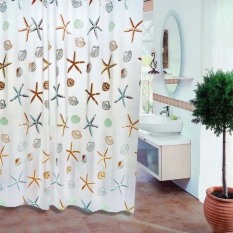 tops [HCM]Rèm phòng tắm nhựa PEVA chống thấm nước 1.8m x 1.8m cao kèm 12 móc SAO BIỂN