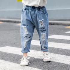 Quần Jean Trẻ Em Denim Wash Rách Cho Bé Trai Và Bé Gái Chất Mềm Mịn