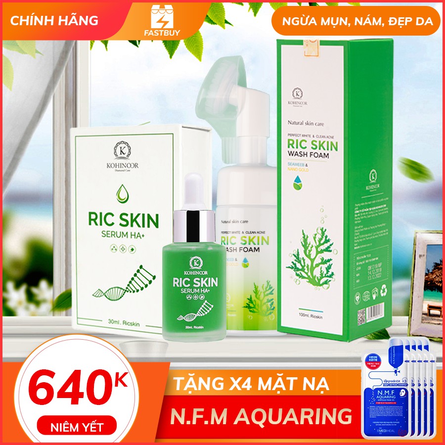 COMBO SERUM VÀ SỮA RỬA MẶT RIC SKIN LOẠI BỎ MỤN, NÁM, TÀN NHAN, DƯỠNG TRẮNG DA