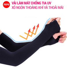Bao tay chống nắng xỏ ngón (1 đôi) POPO găng tay chống nắng cản tia UV, chất vải làm mát mềm mại thoáng khí