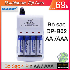Bộ sạc pin cho pin tiều sạc aa và aaa Doublepow cao cấp DP-B02, chất Liệu, nhựa ABS cao cấp, có thể sạc đồng thời pin AA và AAA