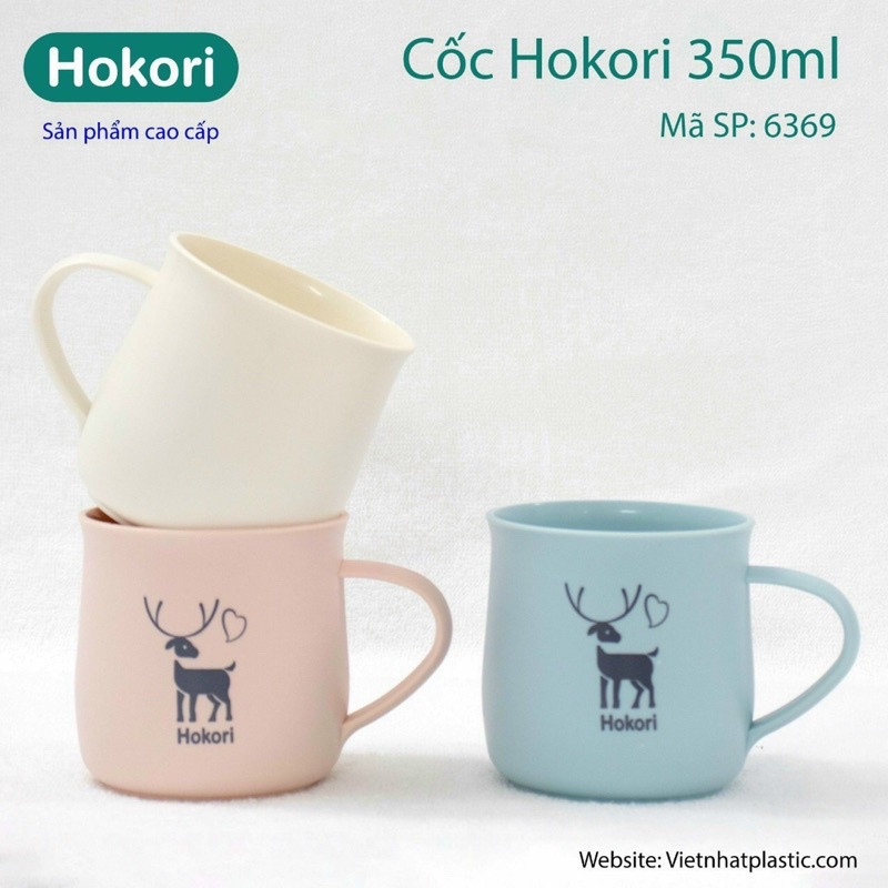 Cốc nhựa Hokori 350ml (No: 6369 ) - Ly cốc uống nước có quai cầm hình hươu dễ thương