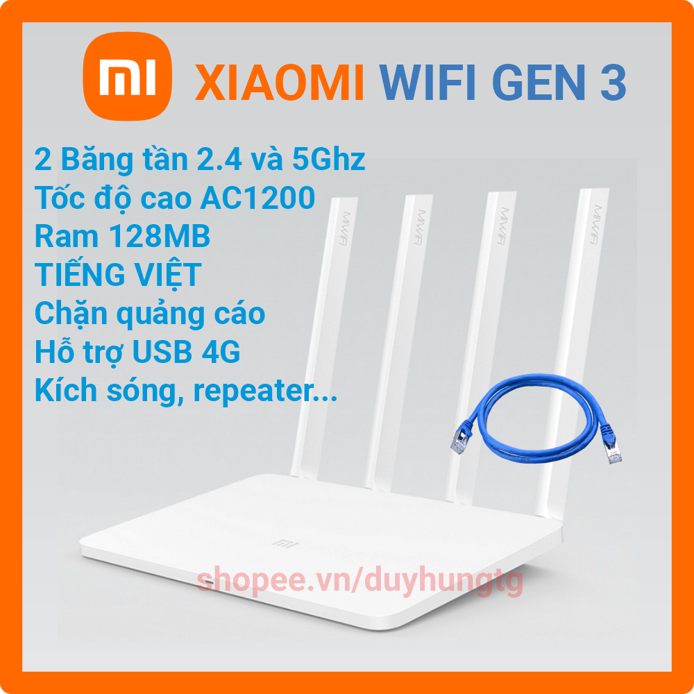 Phát WIFI XIAOMI GEN 3 Router chuẩn AC [ Tiếng Việt ] tốc độ cao Rom PADAVAN
