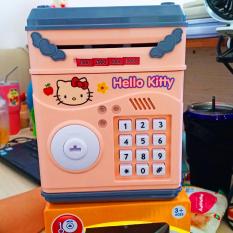 Hộp Đựng Tiền Mini – Sticker tự dán Mèo Hồng (có khóa)