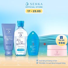 Bộ sản phẩm bảo vệ & làm sạch toàn diện Senka dành cho da dầu (Sữa chống nắng UV Milk SPF 50+/PA++++ + Nước sữa tẩy trang Milky + Sữa rửa mặt Whip)