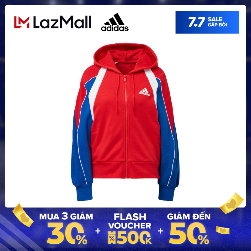 adidas NOT SPORTS SPECIFIC Áo hoodie Colorblock có khóa kéo dọc thân Nữ Màu đỏ FS2455