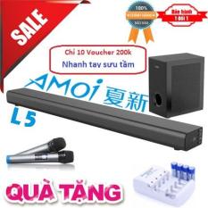Soundbar Karaoke cao cấp 5.1 Amoi-L5 có cục trầm cao cấp Kèm 2 Micro không dây – Hát Karaoke cực đỉnh – Tặng bộ pin sạc