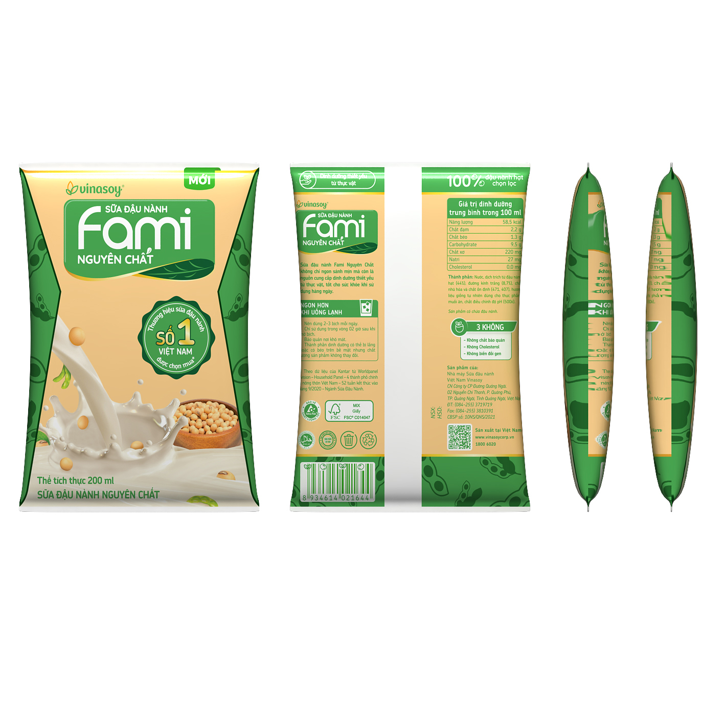 Thùng sữa đậu nành Fami Nguyên chất cải tiến 2019 (40 bịch x 200ml)