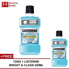 Nước súc miệng Listerine giữ răng trắng sáng Bright & Clean 750ml + Tặng 1 chai 250ml cùng loại