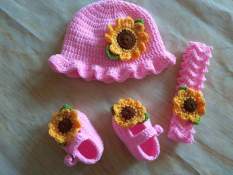 Set giày mũ và băng đô cho bé hoa hướng dương