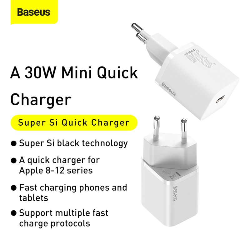 Baseus 30W Super Si USB C Charger For iPhone 12 11 Pro Max Type C QC 3.0 PD 3.0 Fast...