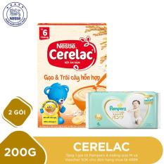 Mua 2 Hộp bột ăn dặm NESTLÉ CERELAC gạo trái cây hỗn hợp – 200g Tặng 1 gói tã Pampers 4 miếng size M và Voucher 50K cho đơn hàng mua tã 499K