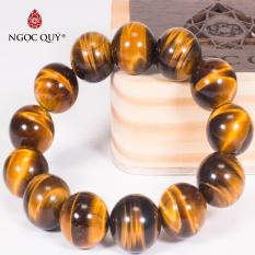 Vòng tay đá mắt hổ vàng nâu 16mm mệnh thổ,kim (màu vàng nâu) – Ngọc Quý Gemstones