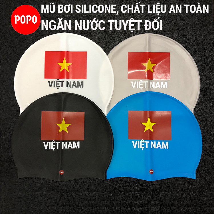 Mũ bơi, nón bơi người lớn in Cờ Việt Nam POPO CA40 mũ bơi nam, mũ bơi nữ chất liệu...