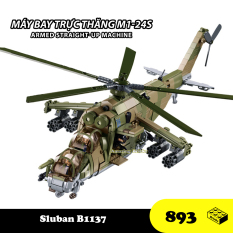 Đồ chơi Lắp ráp máy bay trực thăng MI-24S, Sluban 1137 Armed Straight-up Machine, Xếp hình thông minh, Mô hình tiêm kích