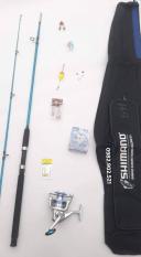 Bộ cần câu shimano 2 khúc 2m4, máy AL 6000