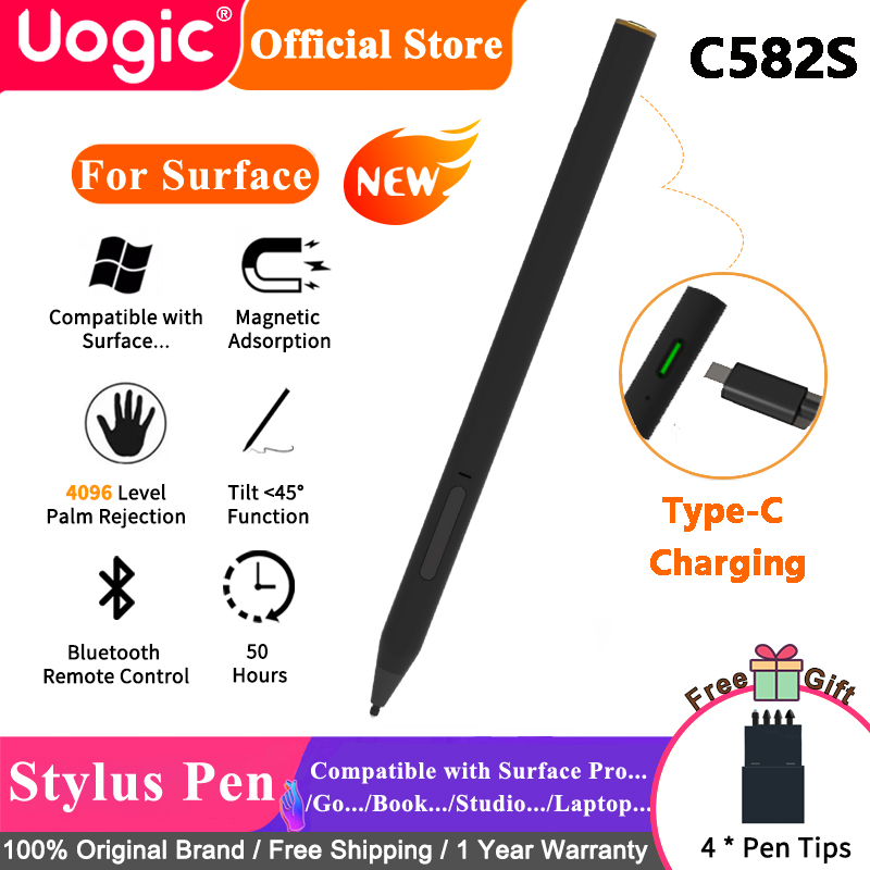 【C582S】Uogic Stylus Pen for Surface, Bluetooth Remote Control and Shortcuts, 4096 Levels of Pressure Sensitivity, Palm Rejection