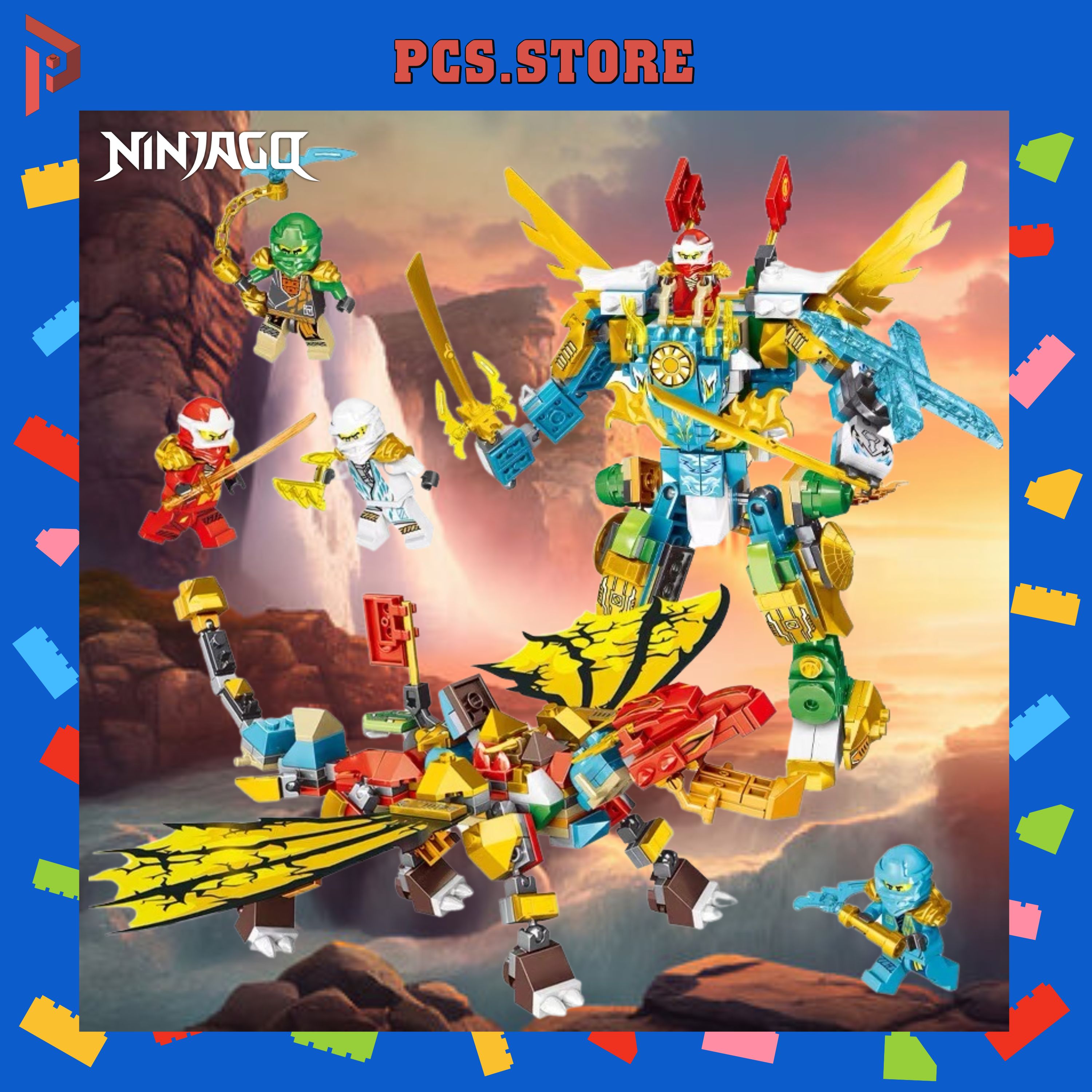 Đồ Chơi Lắp Ráp Mô Hình Kiểu Lego Ninjago 4in1 Robot Mech Và Rồng Siêu Cấp - PCS STORE