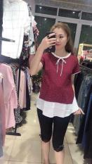 Áo bầu nơ chấm bi công sở