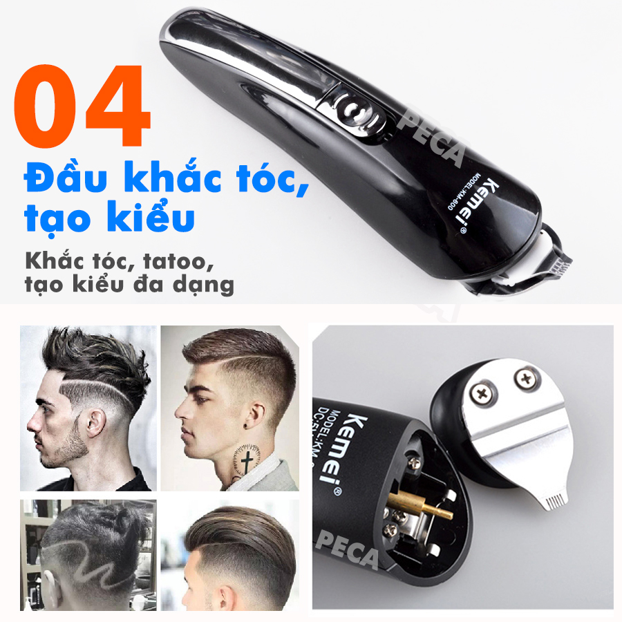 Tông đơ cắt tóc đa năng 11in1 Kemei KM-600 không dây có thể cắt tóc, cạo râu, tỉa lông mũi,......