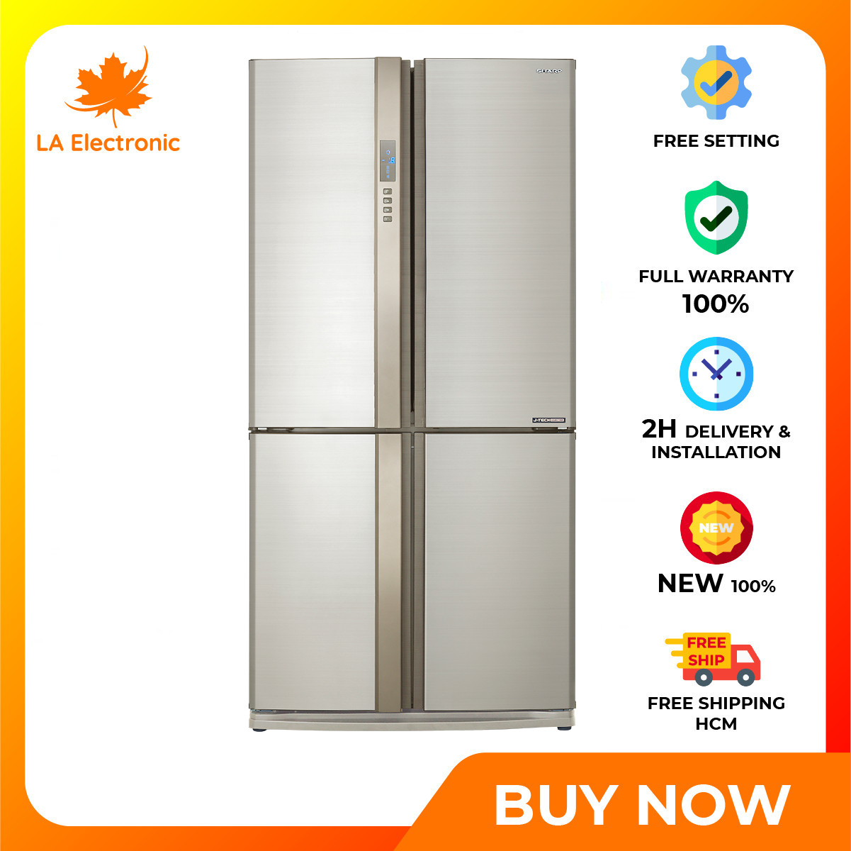 Trả Góp 0% – Tủ lạnh Sharp Inverter 556 lít SJ-FX630V-BE – Miễn phí vận chuyển HCM