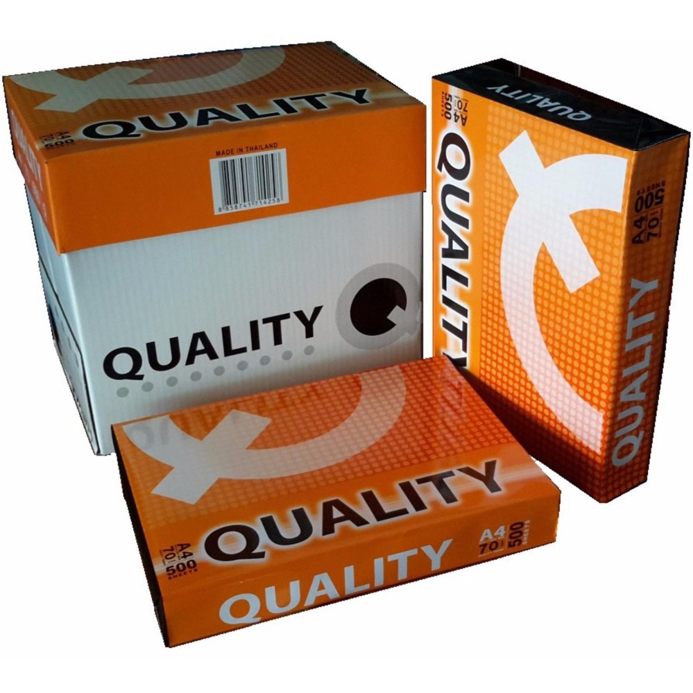 1 thùng 5 ream giấy A4 Quality định lượng 70gsm - 2500 tờ (Double A sản xuất)