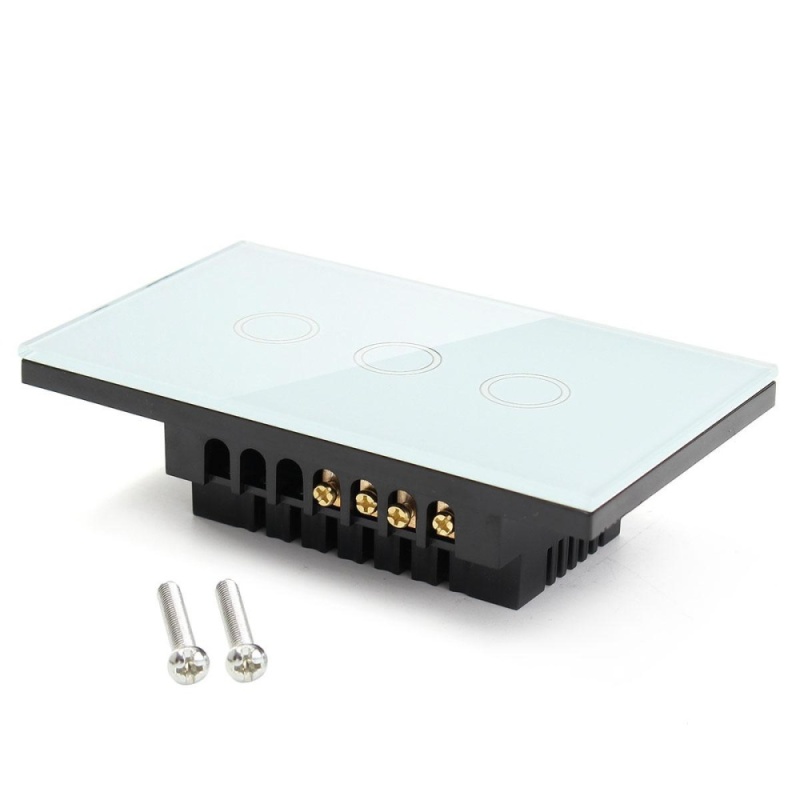 Bảng giá 1 Way 3 Gang Crystal Glass Remote Panel Touch LED Light Switches Controller - intl