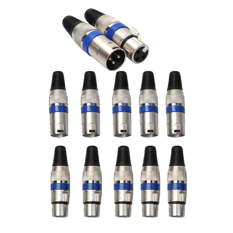 Bảng giá 10 Pairs XLR 3 Pin Female MIC Jack Plug Audio Microphone Cable Connector Blue - intl