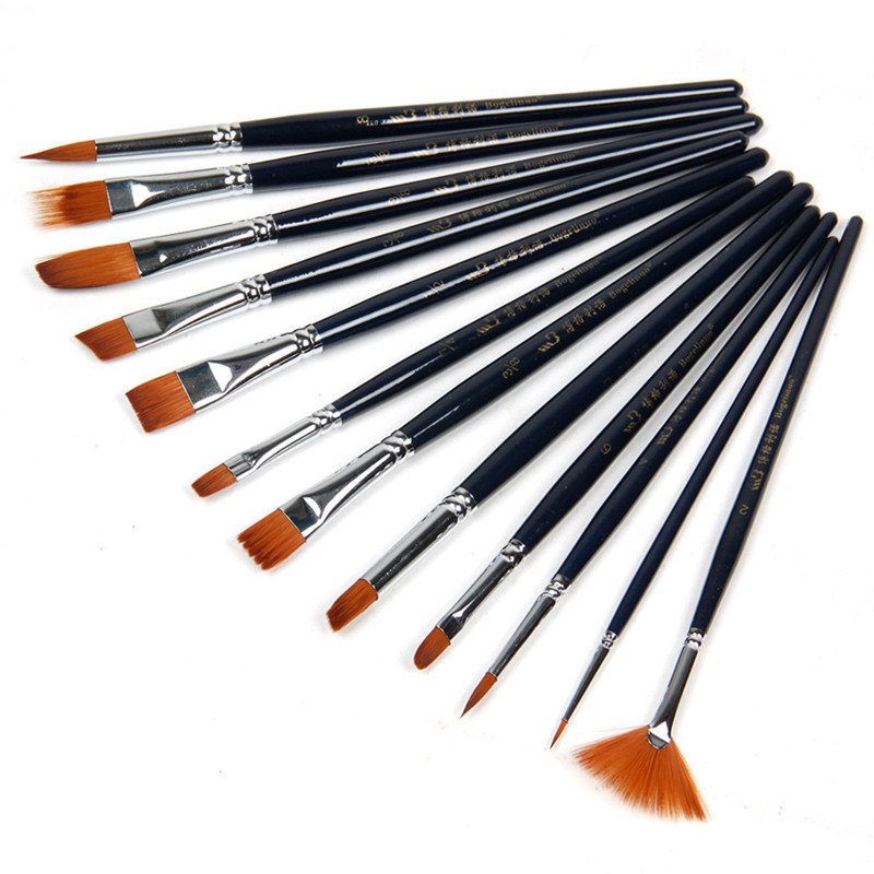 Mua 12 x Nylon Hair Paint Brush Set Artist Watercolor Acrylic Oil
Painting Supplies (Black)