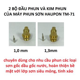 2 bộ đầu/kim phun của máy phun sơn Haupon TM-71, cỡ 1,0 và 1,3mm(Gold)  