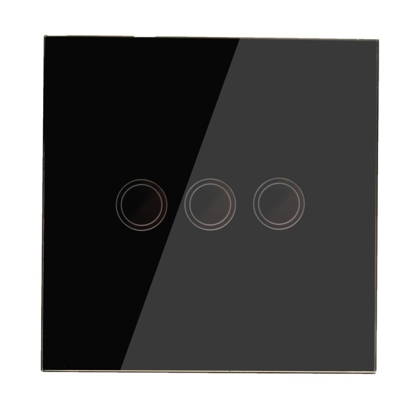3 Way Crystal Touch Panel Dimmer Light Power Ring Wall LED Samrt Switch Remote Black - intl