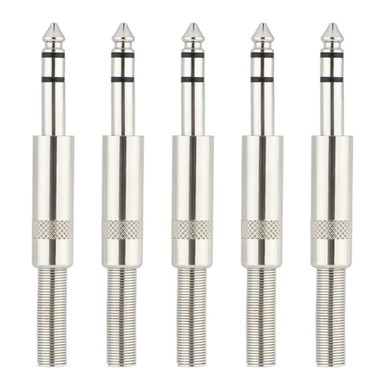 Bảng giá Mua 5 PCS 6.35mm Stereo Solder Cable Metal Plated DIY Audio Adapter Male Plug - intl