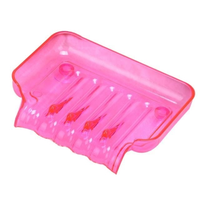 Hình ảnh Bathroom Shower Soap Box Dish Storage Plate Tray Holder Case Suction Hot Pink - intl