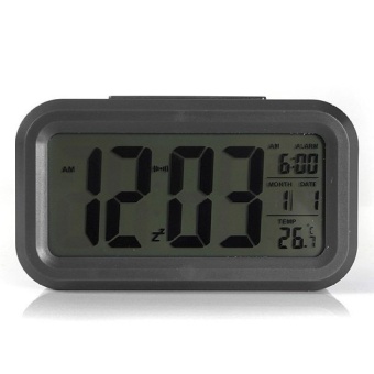 Black Digital LCD Alarm Clock Time Calendar ThermometerSnoozeBacklight - intl