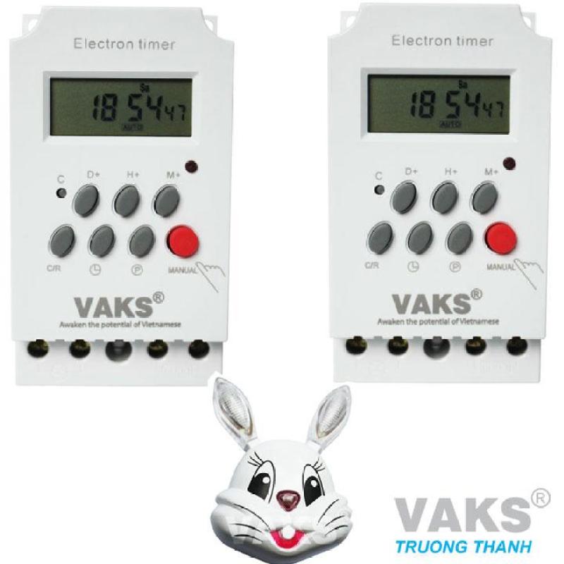 Bộ 2 cái Công tắc hẹn giờ 17 chương trình VAKS KG316T-II + tặng 01 đèn ngủ cảm ứng mặt thỏ