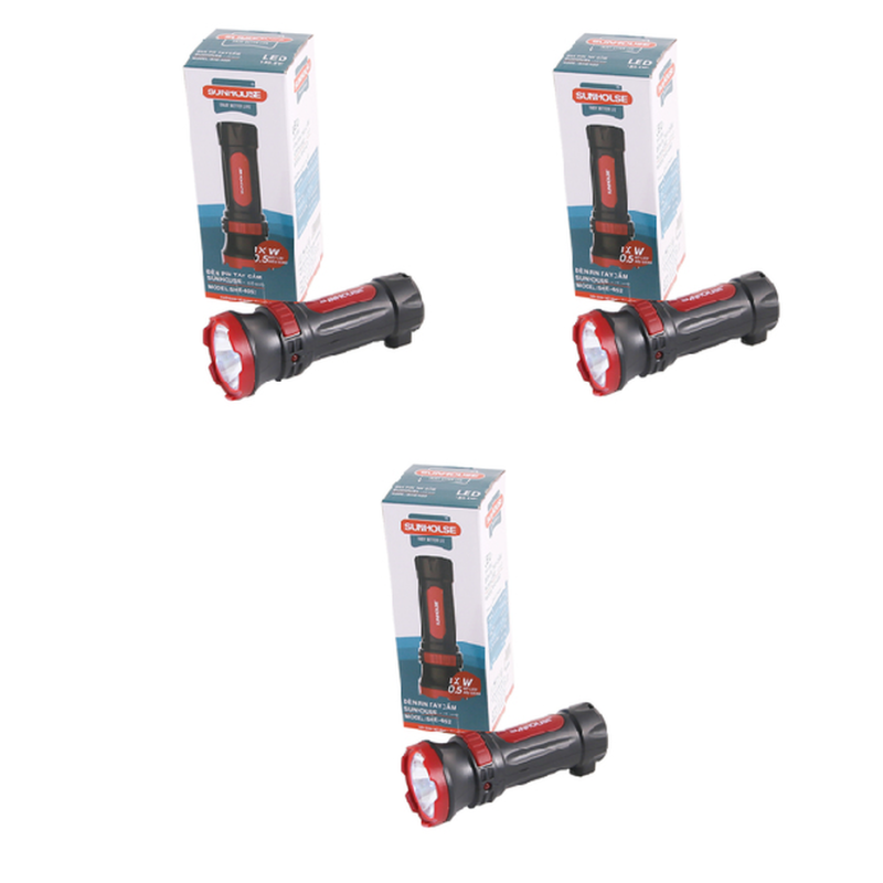 Bảng giá Bộ 3 đèn pin tay cầm Sunhouse cỡ nhỏ SHE-4052 (Đỏ)