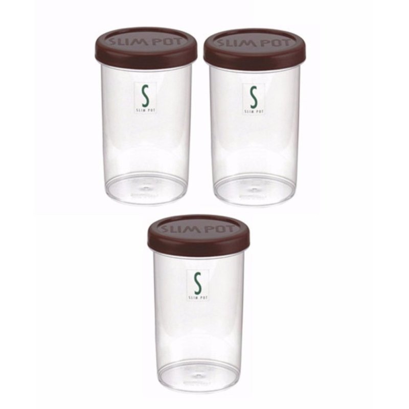 Giá bán Bộ 3 Hủ đựng đồ khô nhựa Nhật Bản 0252 (9.3 × 14.5cm) Nâu