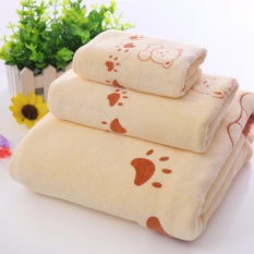 Bộ 3 khăn tắm, khăn mặt, khăn lau tóc cao cấp (vàng gấu) – (BQ246-VANGGAU)