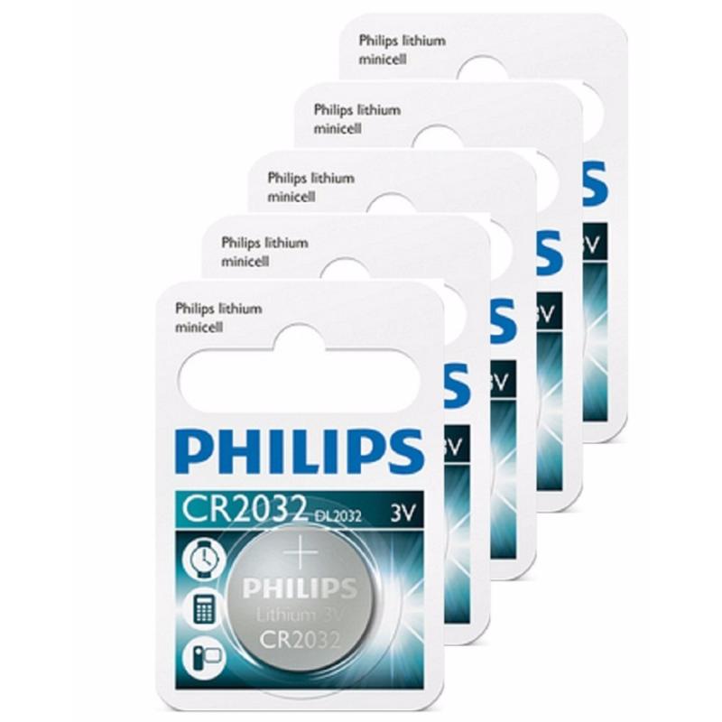 Bảng giá Mua Bộ 5 Vỉ 1 Viên Pin Philips Minicell Cr2032 3V ( Trắng )