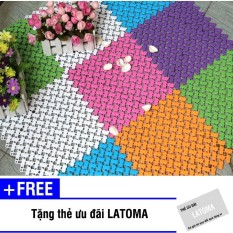 Bộ 9 tấm thảm ghép nối nhà tắm chống trơn trượt Latoma 0993 (Hồng) + Tặng kèm thẻ ưu đãi Latoma